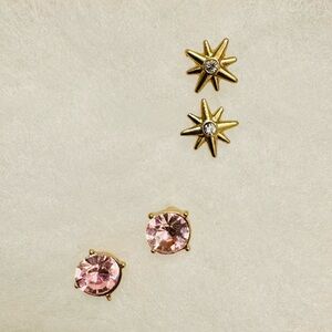 🦋2for$24 Gold Star and Pink Gem Boho/Western Post Earrings Set